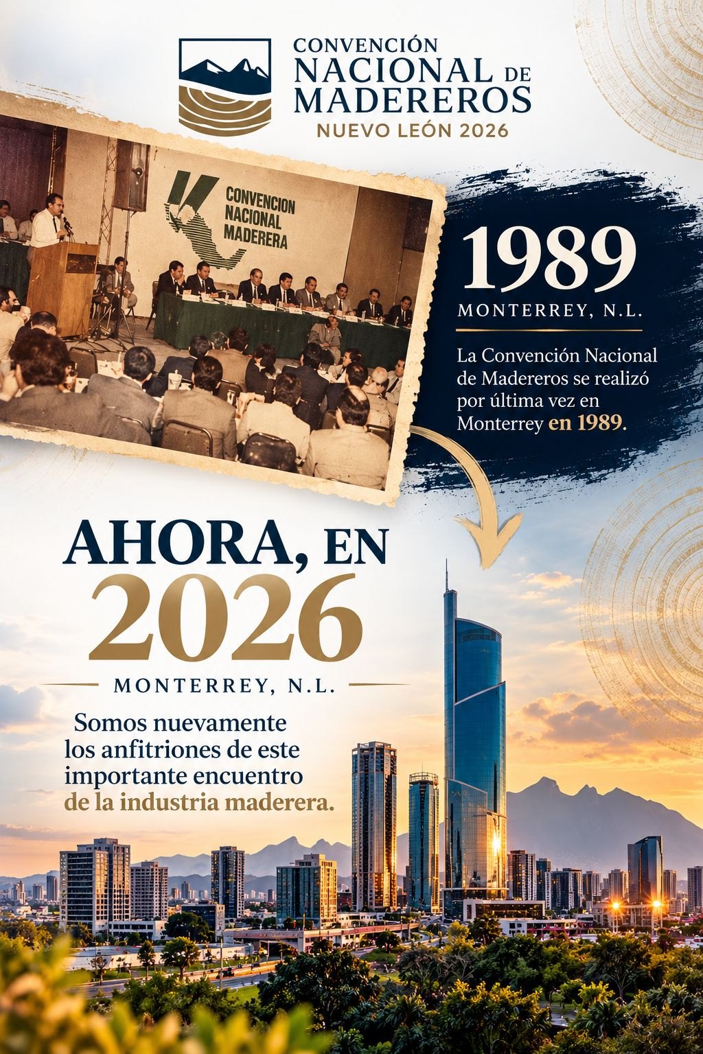 Convención Nacional de Madereros: 1989 en Monterrey, y ahora, en 2026, Monterrey es nuevamente la sede